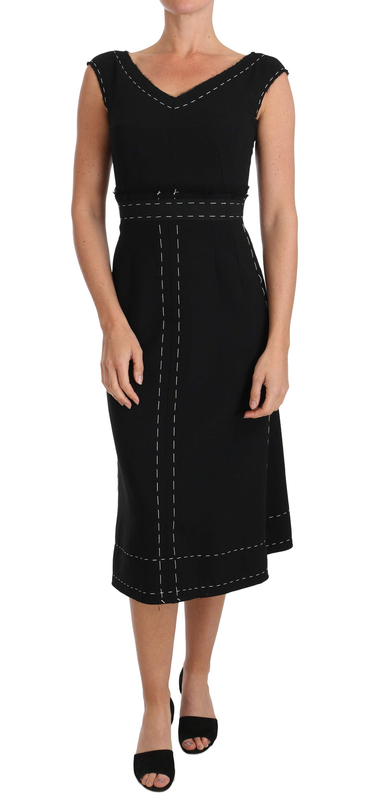 Dolce & Gabbana  Black Wool Stretch A-line Sheath Dress #women, Black, Brand_Dolce & Gabbana, Catch, Clothing_Dress, Dolce & Gabbana, Dresses - Women - Clothing, feed-agegroup-adult, feed-color-black, feed-gender-female, feed-size-IT36 | XS, feed-size-IT38|XS, feed-size-IT40|S, feed-size-IT44 | M, feed-size-IT46 | L, Gender_Women, IT36 | XS, IT38|XS, IT40|S, IT44 | M, IT46 | L, Kogan, Women - New Arrivals at SEYMAYKA
