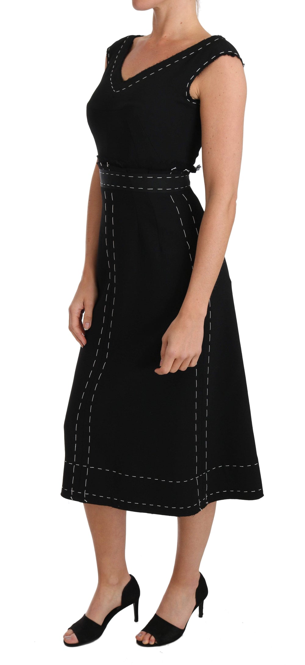 Dolce & Gabbana  Black Wool Stretch A-line Sheath Dress #women, Black, Brand_Dolce & Gabbana, Catch, Clothing_Dress, Dolce & Gabbana, Dresses - Women - Clothing, feed-agegroup-adult, feed-color-black, feed-gender-female, feed-size-IT36 | XS, feed-size-IT38|XS, feed-size-IT40|S, feed-size-IT44 | M, feed-size-IT46 | L, Gender_Women, IT36 | XS, IT38|XS, IT40|S, IT44 | M, IT46 | L, Kogan, Women - New Arrivals at SEYMAYKA