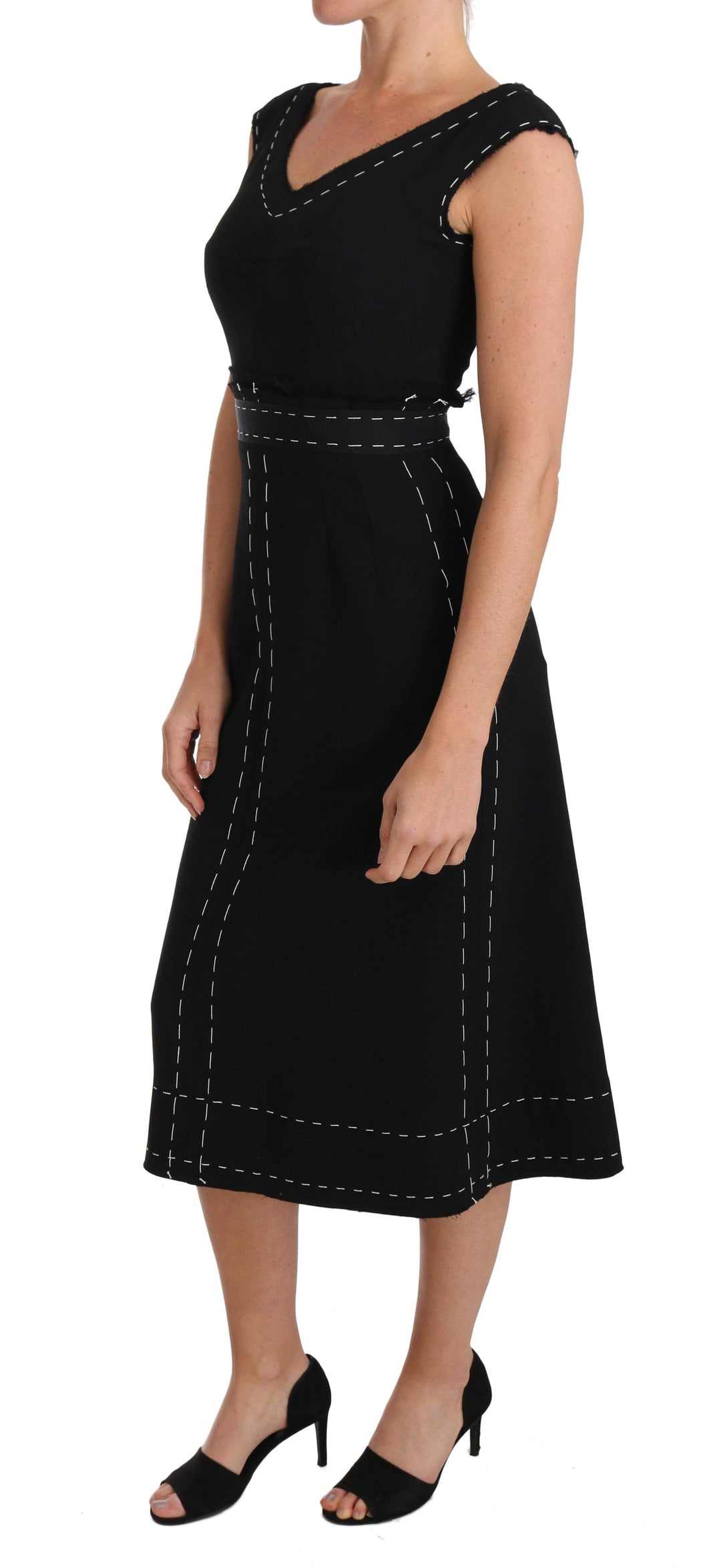 Dolce & Gabbana  Black Wool Stretch A-line Sheath Dress #women, Black, Brand_Dolce & Gabbana, Catch, Clothing_Dress, Dolce & Gabbana, Dresses - Women - Clothing, feed-agegroup-adult, feed-color-black, feed-gender-female, feed-size-IT36 | XS, feed-size-IT38|XS, feed-size-IT40|S, feed-size-IT44 | M, feed-size-IT46 | L, Gender_Women, IT36 | XS, IT38|XS, IT40|S, IT44 | M, IT46 | L, Kogan, Women - New Arrivals at SEYMAYKA