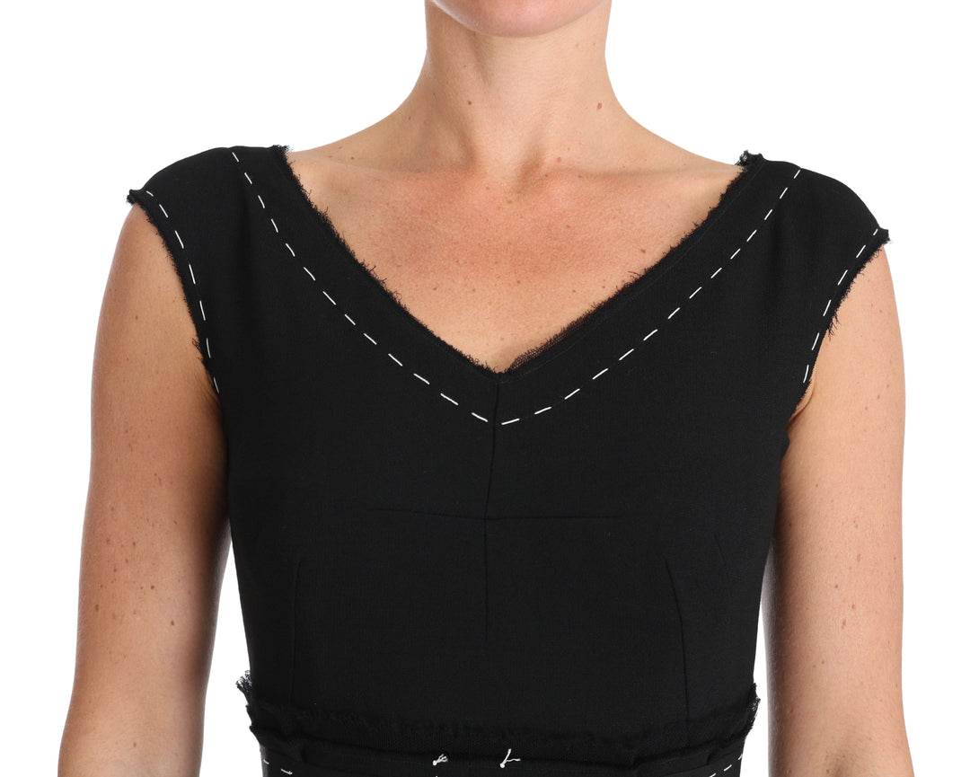 Dolce & Gabbana  Black Wool Stretch A-line Sheath Dress #women, Black, Brand_Dolce & Gabbana, Catch, Clothing_Dress, Dolce & Gabbana, Dresses - Women - Clothing, feed-agegroup-adult, feed-color-black, feed-gender-female, feed-size-IT36 | XS, feed-size-IT38|XS, feed-size-IT40|S, feed-size-IT44 | M, feed-size-IT46 | L, Gender_Women, IT36 | XS, IT38|XS, IT40|S, IT44 | M, IT46 | L, Kogan, Women - New Arrivals at SEYMAYKA