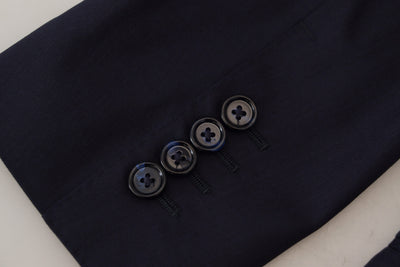 Dolce & Gabbana Blue Wool Slim Fit Formal Coat Blazer
