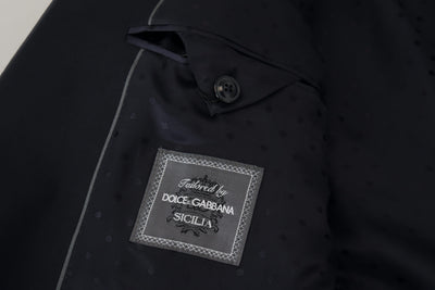 Dolce & Gabbana Dark Blue Wool Formal Sicilia Blazer