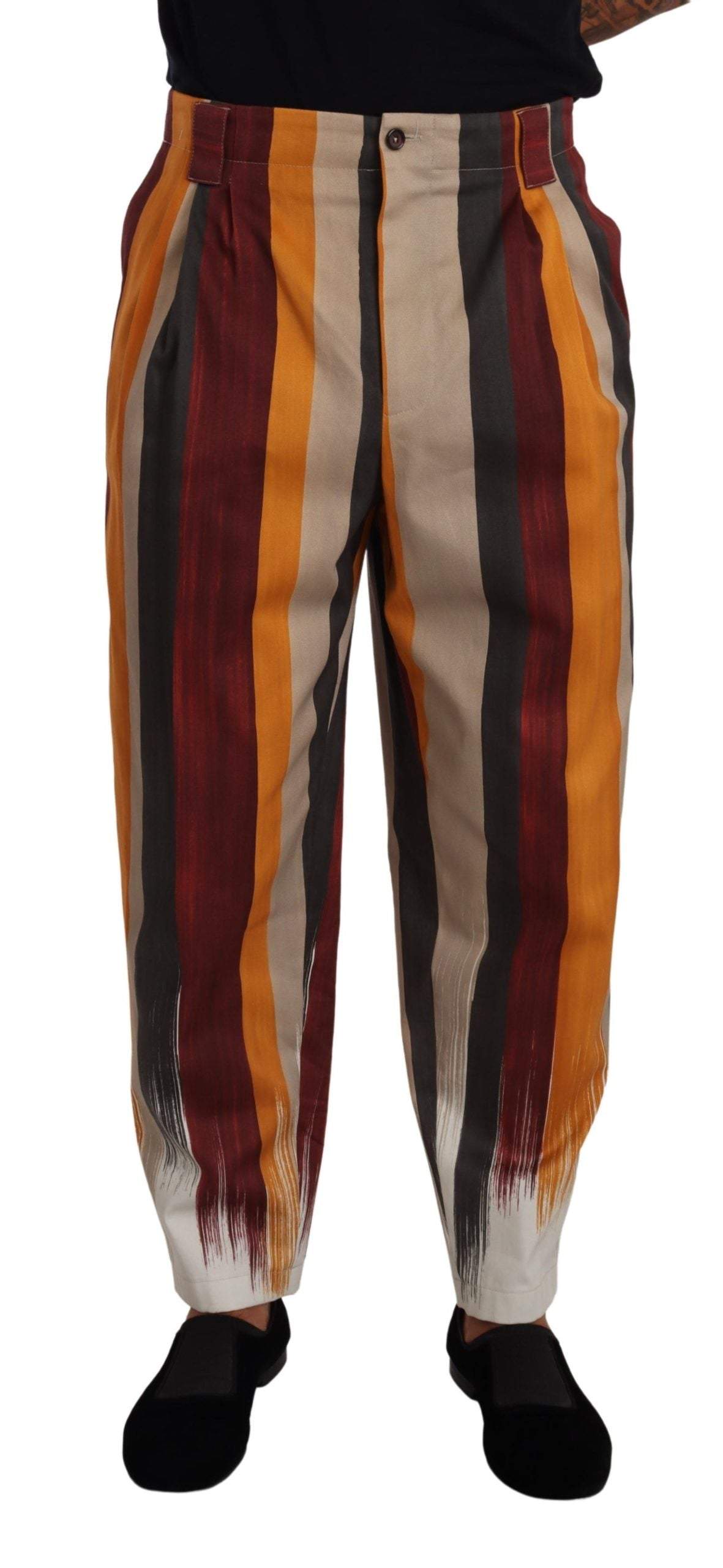 Dolce & Gabbana Multicolor Striped Cotton Tapered Trouser Pants #men, Dolce & Gabbana, feed-1, IT50 | L, Jeans & Pants - Men - Clothing, Multicolor at SEYMAYKA
