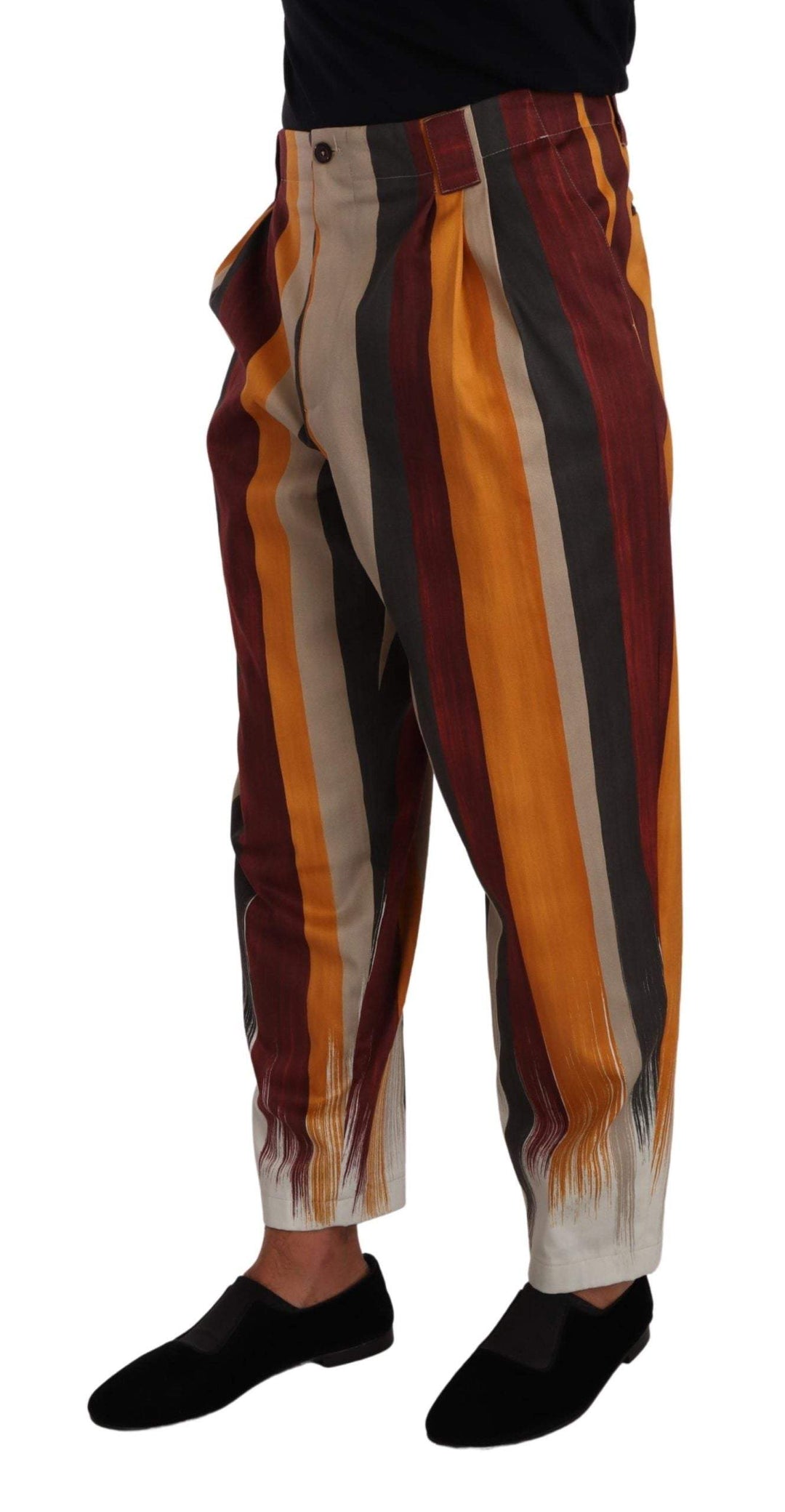 Dolce & Gabbana Multicolor Striped Cotton Tapered Trouser Pants #men, Dolce & Gabbana, feed-1, IT50 | L, Jeans & Pants - Men - Clothing, Multicolor at SEYMAYKA