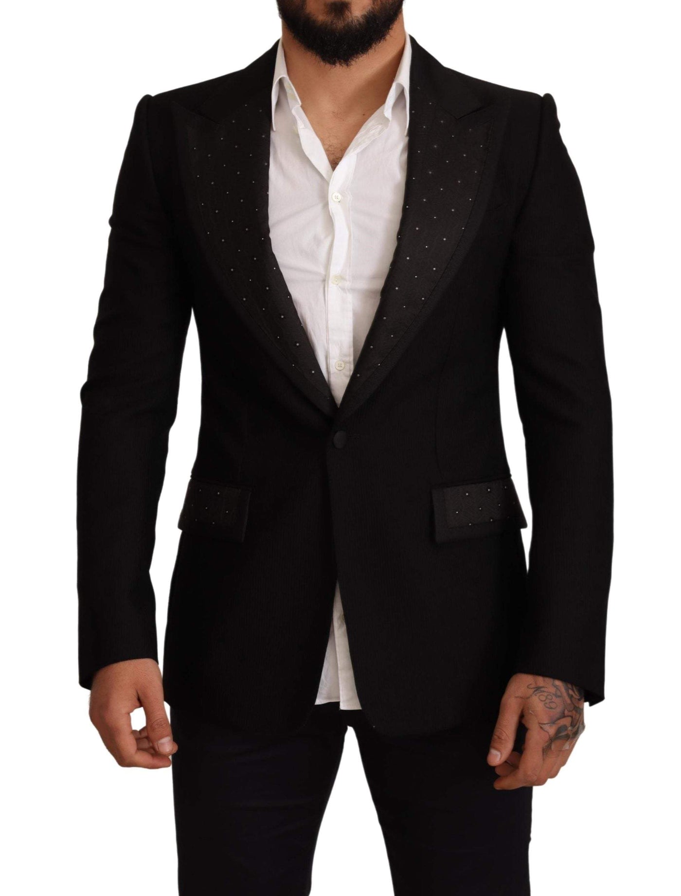 Dolce & Gabbana Black Wool Slim Fit Coat Blazer Jacket #men, Black, Blazers - Men - Clothing, Dolce & Gabbana, feed-agegroup-adult, feed-color-Black, feed-gender-male, IT48 | M at SEYMAYKA