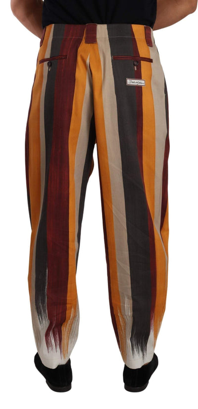 Dolce & Gabbana Multicolor Striped Cotton Tapered Trouser Pants #men, Dolce & Gabbana, feed-1, IT50 | L, Jeans & Pants - Men - Clothing, Multicolor at SEYMAYKA