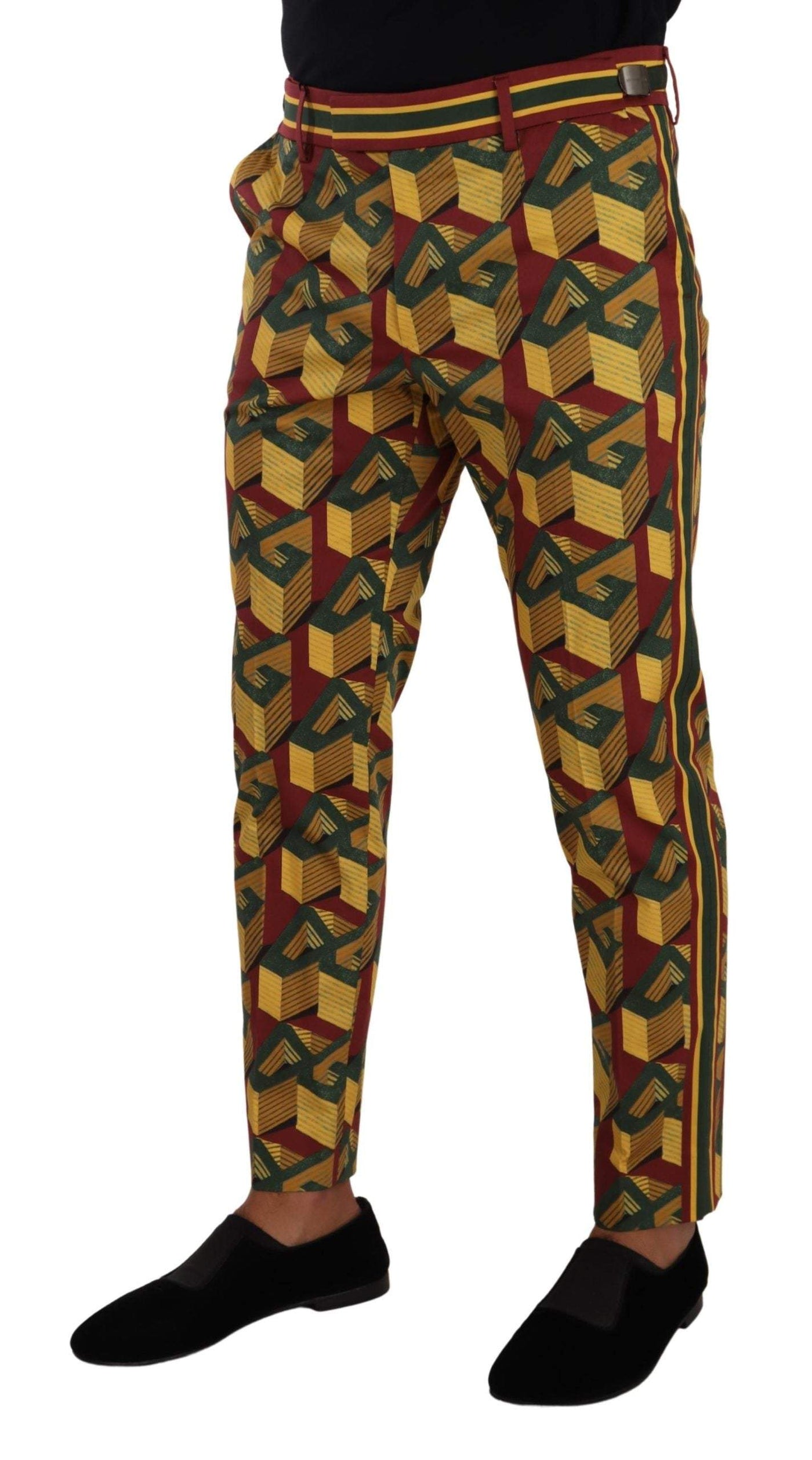 Dolce & Gabbana Multicolor Logo Mania Cotton Tapered Trouser Pants #men, Dolce & Gabbana, feed-1, IT48 | M, Jeans & Pants - Men - Clothing, Multicolor at SEYMAYKA