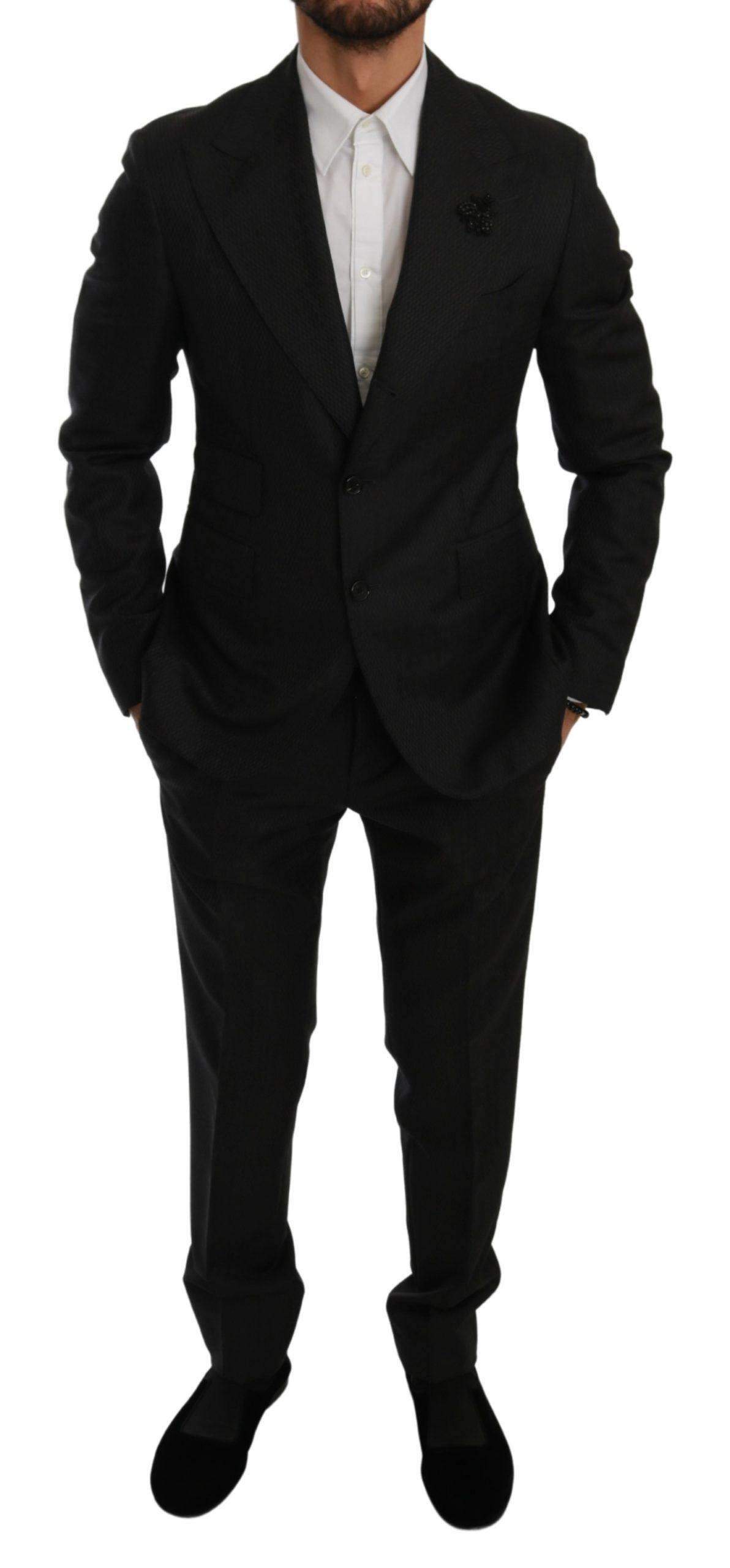 Dolce & Gabbana  Black Crystal Bee Slim Fit 2 Piece Suit #men, Black, Brand_Dolce & Gabbana, Catch, Dolce & Gabbana, feed-agegroup-adult, feed-color-black, feed-gender-male, feed-size-IT44 | XS, feed-size-IT46 | S, Gender_Men, IT44 | XS, IT46 | S, IT48 | M, IT50 | L, Kogan, Men - New Arrivals, Suits - Men - Clothing at SEYMAYKA