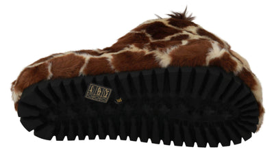 Dolce & Gabbana Brown Giraffe Slippers Flats Sandals Shoes #women, Brand_Dolce & Gabbana, Brown, Catch, Category_Shoes, Dolce & Gabbana, EU35/US4.5, EU36/US5.5, EU38/US7.5, EU41/US10.5, feed-agegroup-adult, feed-color-brown, feed-gender-female, feed-size-US4.5, feed-size-US5.5, Flat Shoes - Women - Shoes, Gender_Women, Kogan, Shoes - New Arrivals at SEYMAYKA