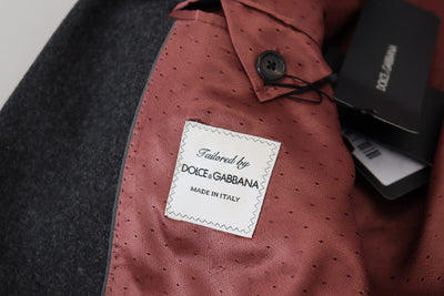 Dolce & Gabbana Gray Wool Crown Bee Formal Blazer
