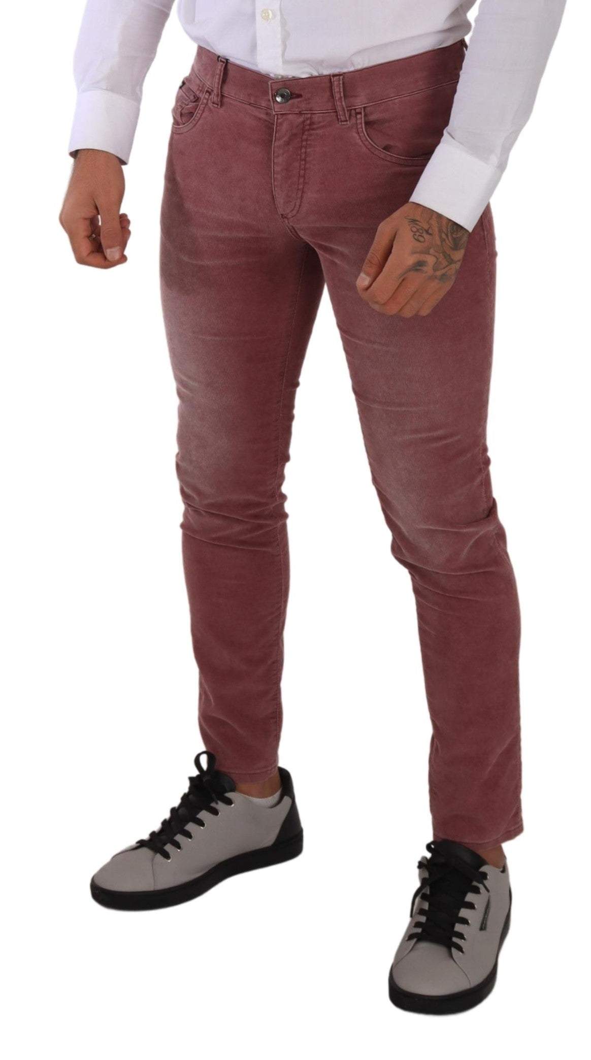 Dolce & Gabbana Pink Corduroy Cotton Skinny  Denim Jeans #men, Dolce & Gabbana, feed-1, IT48 | M, Jeans & Pants - Men - Clothing, Pink at SEYMAYKA