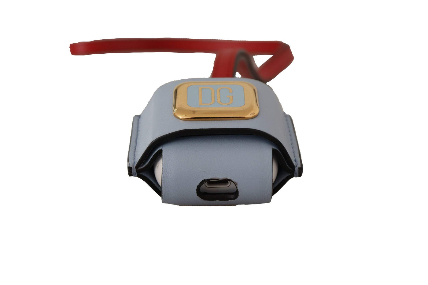Dolce & Gabbana Light Blue Red Leather Strap Gold Metal Airpods Case Dolce & Gabbana, feed-1, Light-blue, Other - Women - Accessories at SEYMAYKA