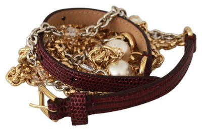 Dolce & Gabbana Purple Leather Gold Chain Crystal Waist Belt #women, 90 cm / 36 Inches, Accessories - New Arrivals, Belts - Women - Accessories, Brand_Dolce & Gabbana, Dolce & Gabbana, feed-agegroup-adult, feed-color-purple, feed-gender-female, feed-size- 36 Inches, Gender_Women, Purple at SEYMAYKA