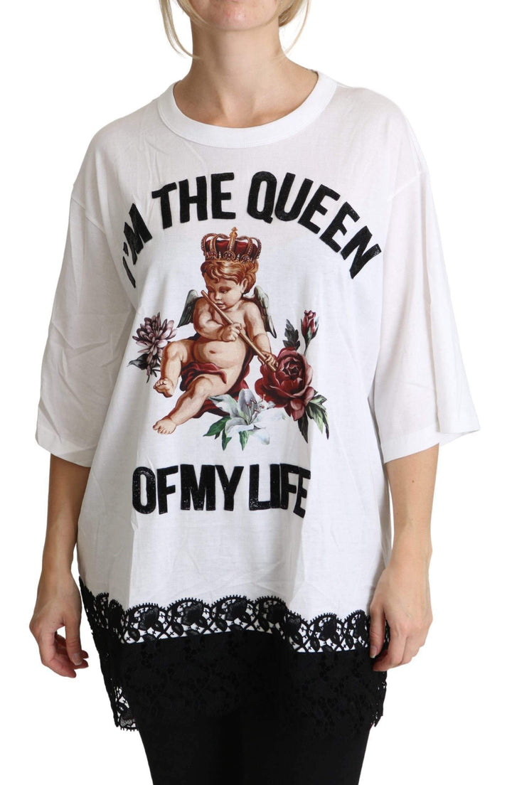 Dolce & Gabbana White Angel Print Cotton Round Neck Shirt Tops #women, Brand_Dolce & Gabbana, Dolce & Gabbana, feed-agegroup-adult, feed-color-white, feed-gender-female, feed-size-IT38|XS, feed-size-IT40|S, feed-size-IT42|M, feed-size-IT44|L, feed-size-IT46|XL, Gender_Women, IT38|XS, IT40|S, IT42|M, IT44|L, IT46|XL, Tops & T-Shirts - Women - Clothing, White, Women - New Arrivals at SEYMAYKA