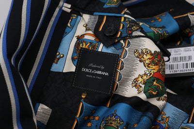Dolce & Gabbana Black Blue Martini Printed Lining Robe