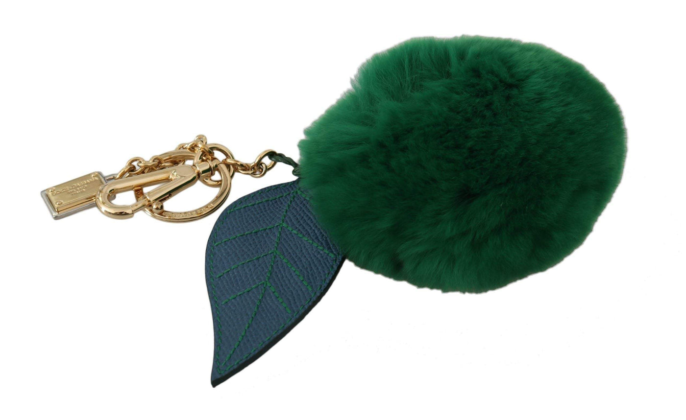 Dolce & Gabbana  Green Leather Fur Gold Clasp Keyring Women Keychain #women, Accessories - New Arrivals, Brand_Dolce & Gabbana, Catch, Dolce & Gabbana, feed-agegroup-adult, feed-color-green, feed-gender-female, feed-size-OS, Gender_Women, Green, Keychains - Women - Accessories, Kogan at SEYMAYKA
