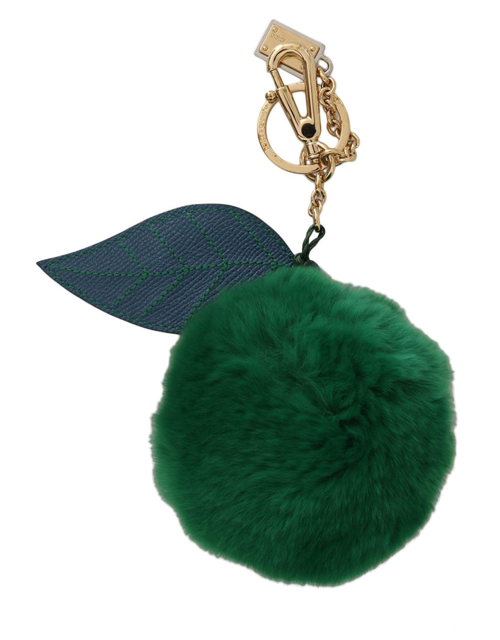 Dolce & Gabbana  Green Leather Fur Gold Clasp Keyring Women Keychain #women, Accessories - New Arrivals, Brand_Dolce & Gabbana, Catch, Dolce & Gabbana, feed-agegroup-adult, feed-color-green, feed-gender-female, feed-size-OS, Gender_Women, Green, Keychains - Women - Accessories, Kogan at SEYMAYKA