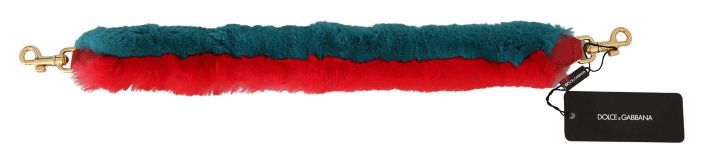 Dolce & Gabbana Red Blue Rabbit Fur Leather Shoulder Strap #women, Accessories - New Arrivals, Brand_Dolce & Gabbana, Dolce & Gabbana, feed-agegroup-adult, feed-color-red, feed-gender-female, feed-size-OS, Gender_Women, Other - Women - Accessories, Red at SEYMAYKA