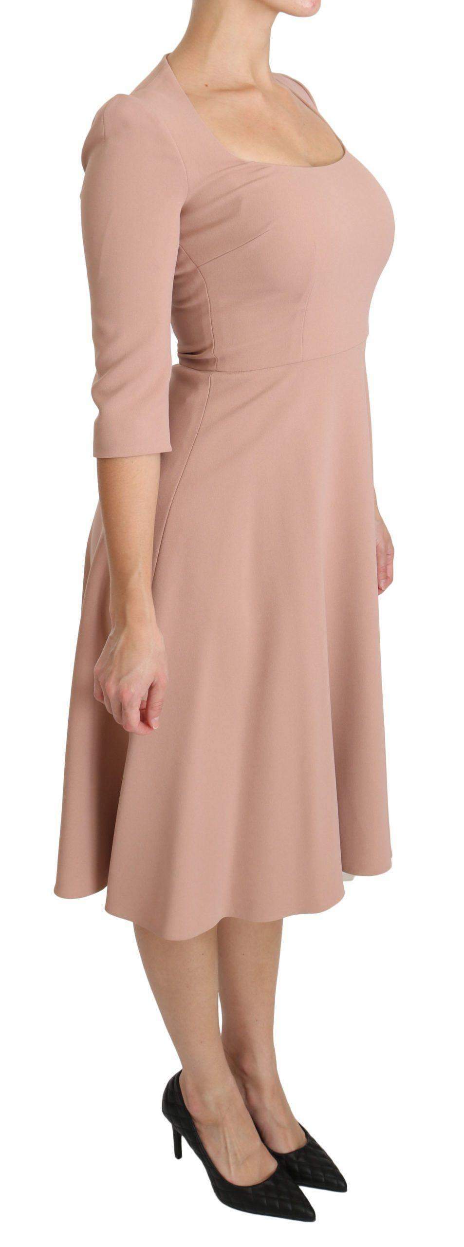 Dolce & Gabbana  Pink 3/4 Sleeves A-line Viscose Dress #women, Brand_Dolce & Gabbana, Catch, Clothing_Dress, Dolce & Gabbana, Dresses - Women - Clothing, feed-agegroup-adult, feed-color-pink, feed-gender-female, feed-size-IT38|XS, Gender_Women, IT38|XS, Kogan, Pink, Women - New Arrivals at SEYMAYKA
