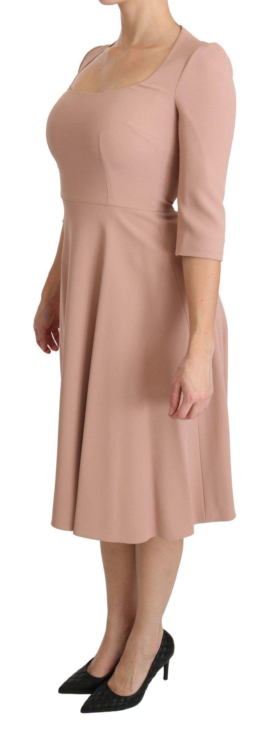 Dolce & Gabbana  Pink 3/4 Sleeves A-line Viscose Dress #women, Brand_Dolce & Gabbana, Catch, Clothing_Dress, Dolce & Gabbana, Dresses - Women - Clothing, feed-agegroup-adult, feed-color-pink, feed-gender-female, feed-size-IT38|XS, Gender_Women, IT38|XS, Kogan, Pink, Women - New Arrivals at SEYMAYKA
