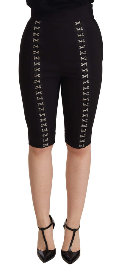 Dolce & Gabbana Black Wool Stretch Slim Fit High Waist Shorts Black, Dolce & Gabbana, feed-agegroup-adult, feed-color-Black, feed-gender-female, IT36 | XS, Jeans & Pants - Women - Clothing at SEYMAYKA