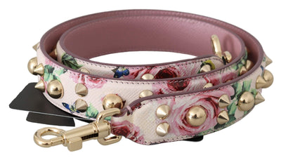 Dolce & Gabbana Pink Floral Leather Stud Accessory Shoulder Strap #women, Accessories - New Arrivals, Brand_Dolce & Gabbana, Dolce & Gabbana, feed-agegroup-adult, feed-color-pink, feed-gender-female, feed-size-OS, Gender_Women, Other - Women - Accessories, Pink at SEYMAYKA