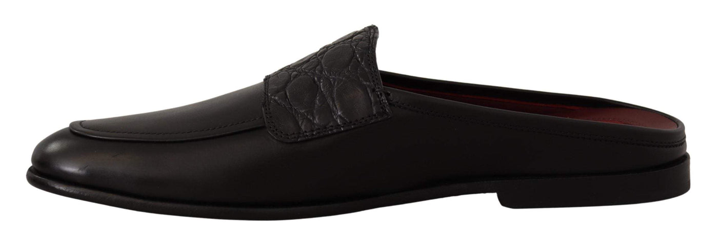Dolce & Gabbana Black Leather Cai Sandals Slides Slip Shoes #men, Black, Dolce & Gabbana, EU39/US6, EU42/US9, feed-1, Sandals - Men - Shoes at SEYMAYKA
