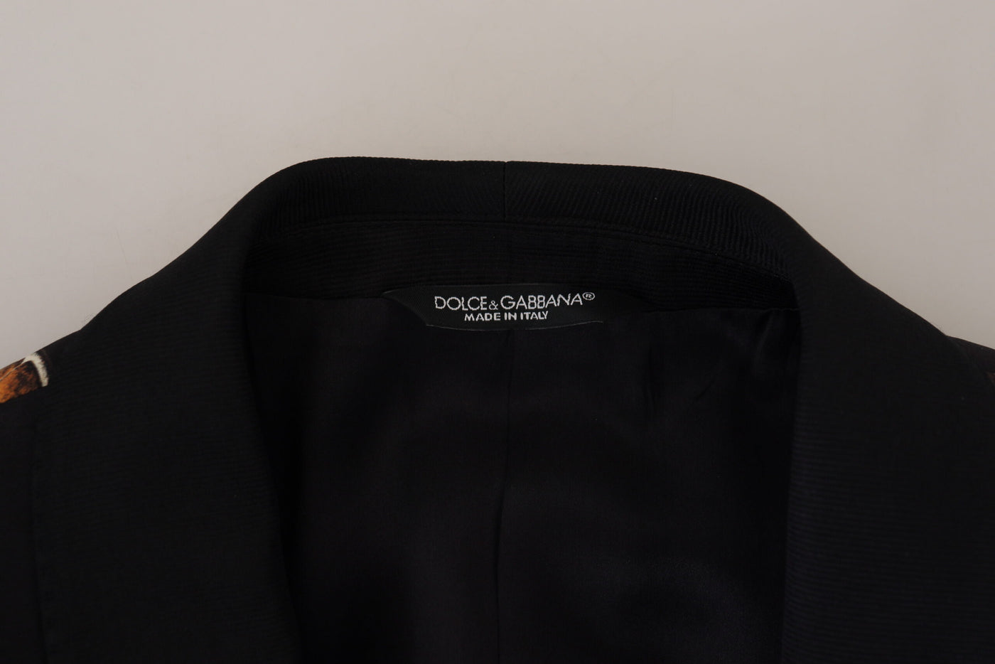 Dolce & Gabbana Black Orange Printed Coat Martini Blazer