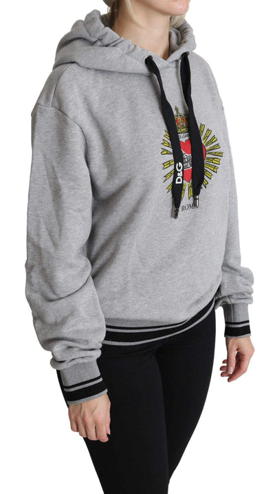 Dolce & Gabbana Gray Printed Hooded Exclusive Logo Sweater #women, Brand_Dolce & Gabbana, Dolce & Gabbana, feed-agegroup-adult, feed-color-gray, feed-gender-female, feed-size-IT38|XS, Gender_Women, Gray, IT38|XS, Sweaters - Women - Clothing, Women - New Arrivals at SEYMAYKA