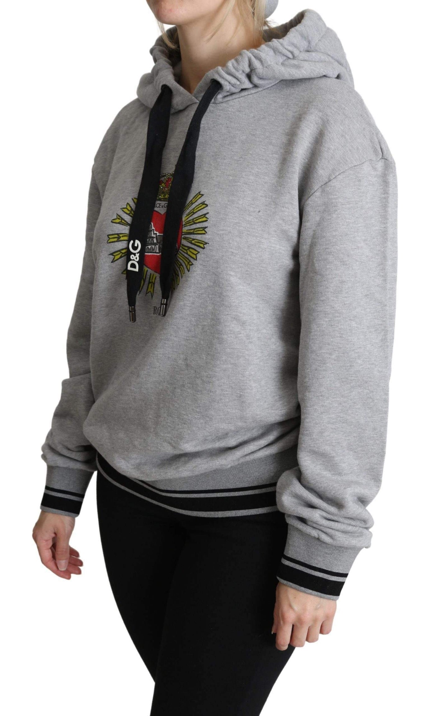 Dolce & Gabbana Gray Printed Hooded Exclusive Logo Sweater #women, Brand_Dolce & Gabbana, Dolce & Gabbana, feed-agegroup-adult, feed-color-gray, feed-gender-female, feed-size-IT38|XS, Gender_Women, Gray, IT38|XS, Sweaters - Women - Clothing, Women - New Arrivals at SEYMAYKA