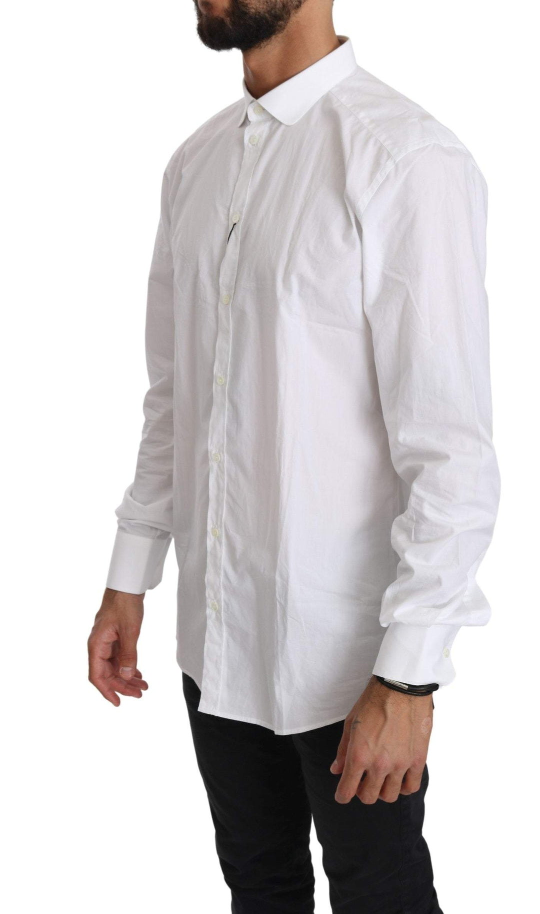 Dolce & Gabbana White Cotton Long Sleeve Top Shirt #men, Dolce & Gabbana, feed-agegroup-adult, feed-color-White, feed-gender-male, IT37 | XS, Men - New Arrivals, Shirts - Men - Clothing, White at SEYMAYKA