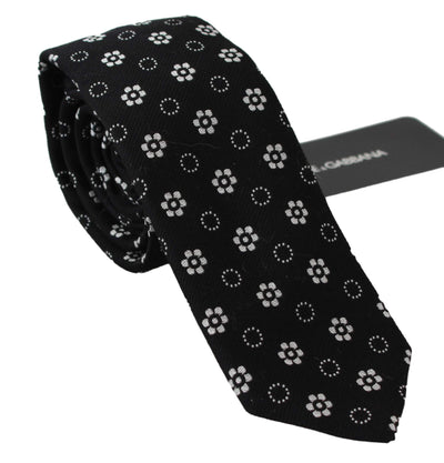 Dolce & Gabbana Dolce & Gabbana Black 100% Silk Floral Print Print Classic Tie #men, Accessories - New Arrivals, Black, Dolce & Gabbana, feed-agegroup-adult, feed-color-black, feed-gender-male, Ties & Bowties - Men - Accessories at SEYMAYKA