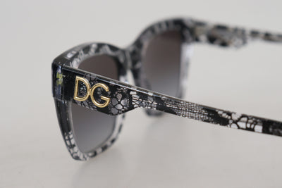 Dolce & Gabbana Black DG4384 Lace Square Acetate Full Rim Sunglasses
