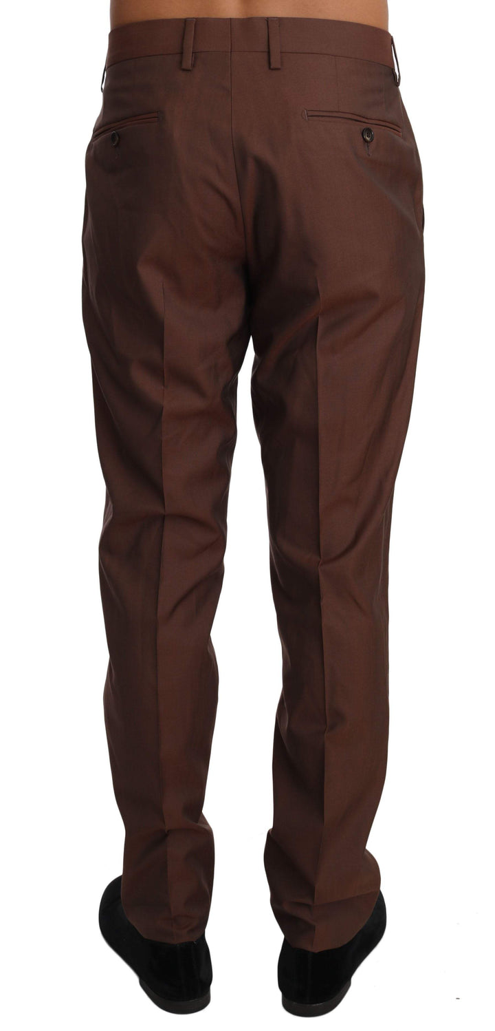 Dolce & Gabbana  Brown Wool Silk Formal Trousers Pants #men, Brand_Dolce & Gabbana, Brown, Catch, Dolce & Gabbana, feed-agegroup-adult, feed-color-brown, feed-gender-male, feed-size-IT50 | L, feed-size-IT54 | XXL, Gender_Men, IT50 | L, IT54 | XXL, Jeans & Pants - Men - Clothing, Kogan, Men - New Arrivals at SEYMAYKA