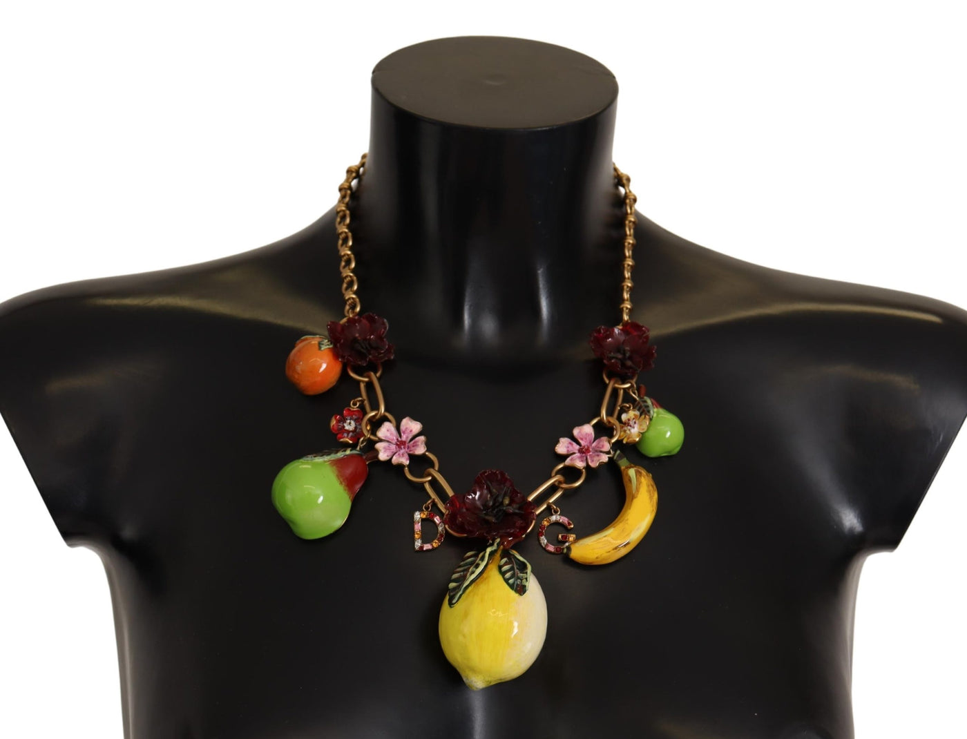 Dolce & Gabbana Gold Brass Sicily Fruits Roses Statement Necklace