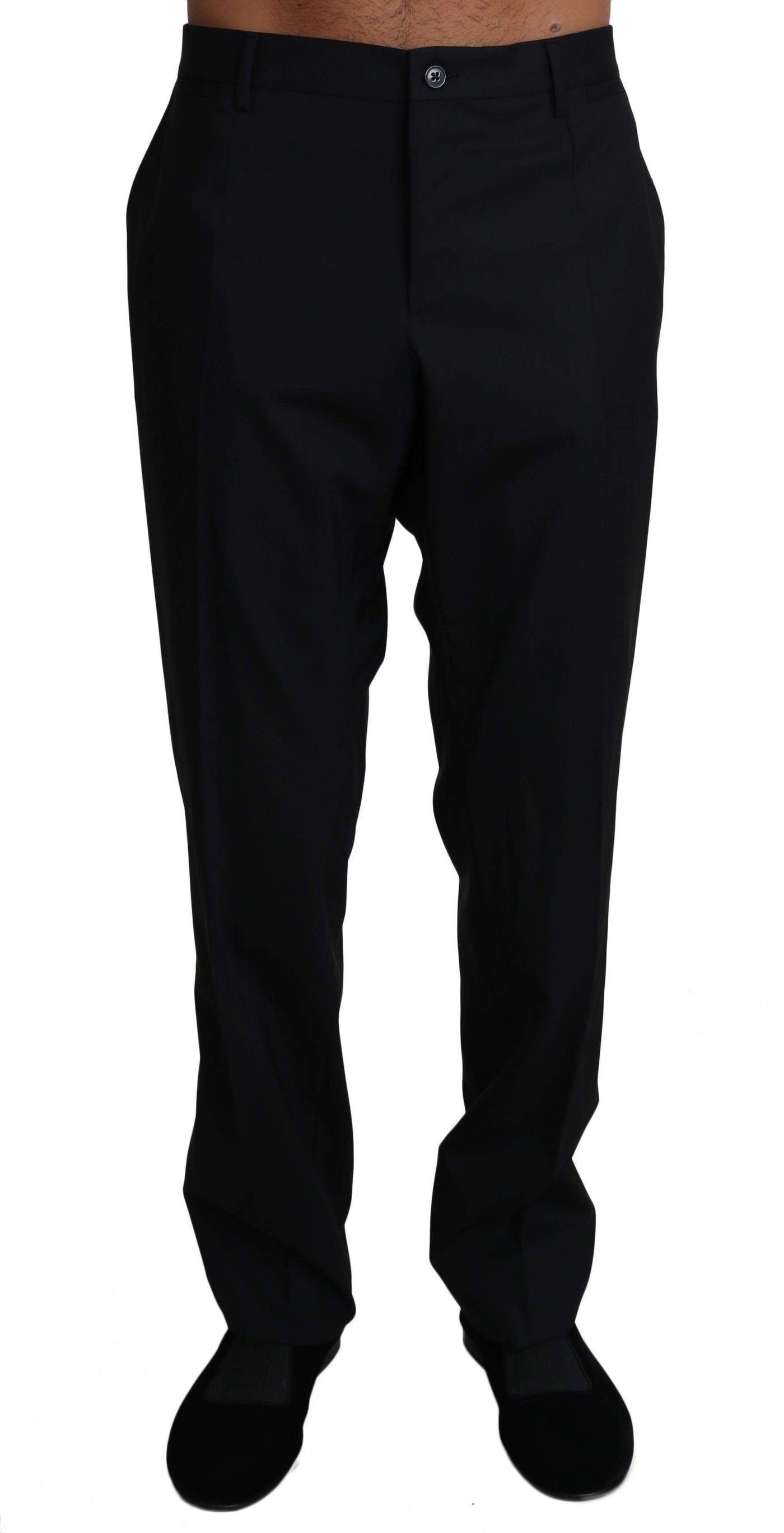 Dolce & Gabbana  Black Wool Stretch Dress Trousers Pants #men, Black, Brand_Dolce & Gabbana, Catch, Dolce & Gabbana, feed-agegroup-adult, feed-color-black, feed-gender-male, feed-size-IT50 | L, feed-size-IT54 | XXL, Gender_Men, IT54 | XXL, Jeans & Pants - Men - Clothing, Kogan, Men - New Arrivals at SEYMAYKA