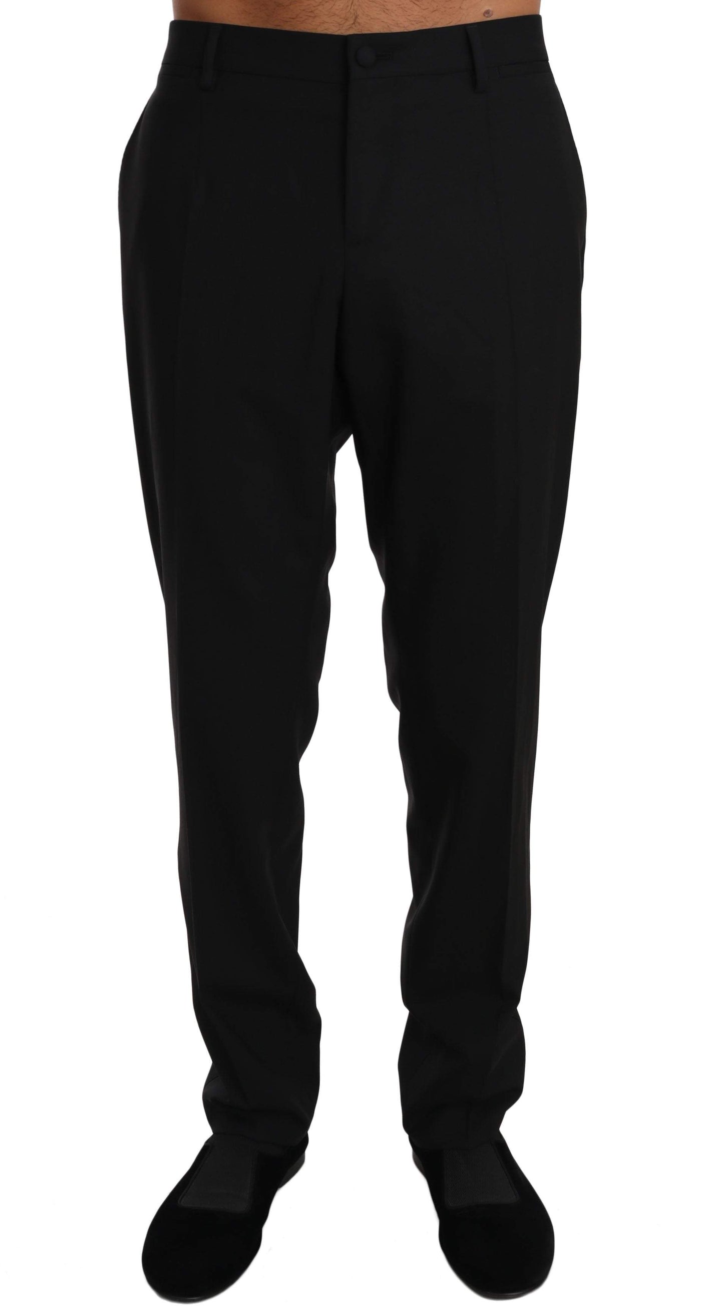 Dolce & Gabbana  Black Wool Stretch Dress Trousers Pants #men, Black, Brand_Dolce & Gabbana, Catch, Dolce & Gabbana, feed-agegroup-adult, feed-color-black, feed-gender-male, feed-size-IT50 | L, feed-size-IT54 | XXL, Gender_Men, IT50 | L, Jeans & Pants - Men - Clothing, Kogan, Men - New Arrivals at SEYMAYKA
