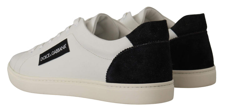 Dolce & Gabbana White Black Leather Low Shoes Sneakers #men, Dolce & Gabbana, EU39.5/US6.5, EU45/US12, feed-1, Sneakers - Men - Shoes, White at SEYMAYKA