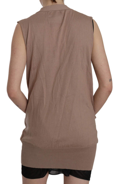 PINK MEMORIES   Cotton Sleeveless Cardigan Top Vest #women, Brown, Catch, feed-agegroup-adult, feed-color-brown, feed-color-pink, feed-gender-female, feed-size-IT42|M, Gender_Women, IT42|M, Kogan, PINK MEMORIES, Vest - Women - Clothing, Women - New Arrivals at SEYMAYKA