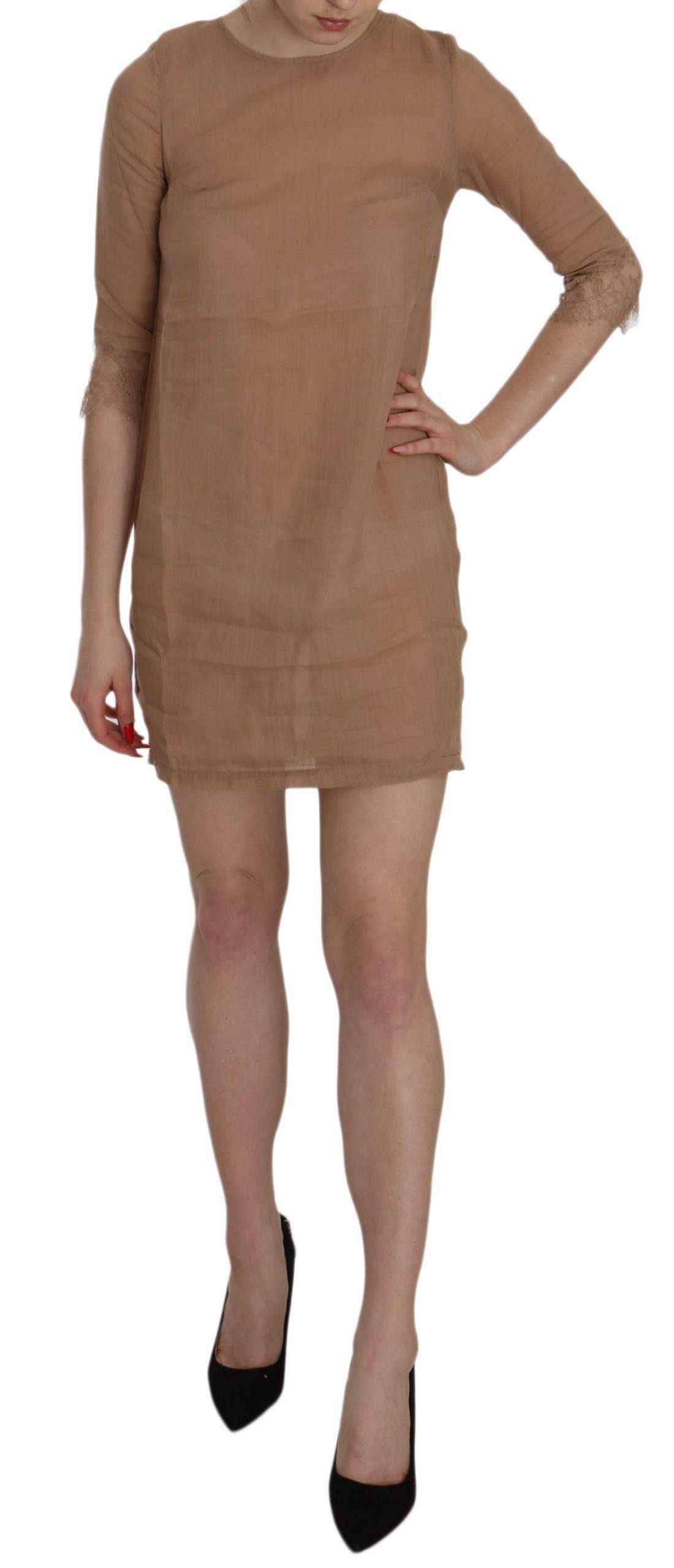 PINK MEMORIES   3/4 Sleeve Crewneck Shift Mini Dress #women, Brown, Catch, Clothing_Dress, Dresses - Women - Clothing, feed-agegroup-adult, feed-color-brown, feed-color-pink, feed-gender-female, feed-size-IT40|S, Gender_Women, IT40|S, Kogan, PINK MEMORIES, Women - New Arrivals at SEYMAYKA