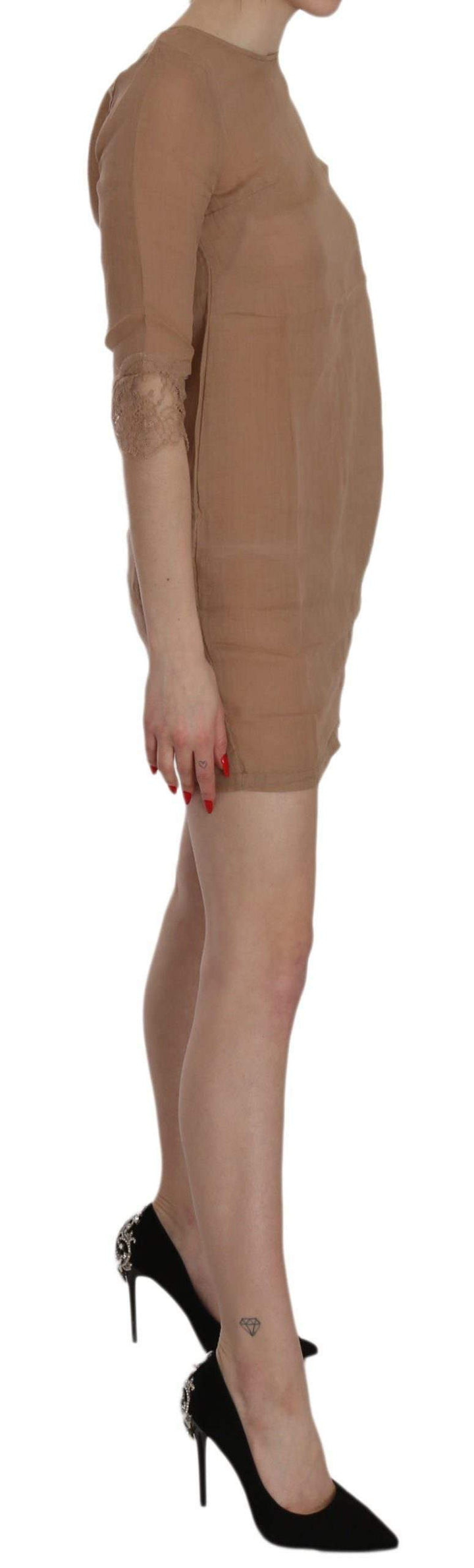 PINK MEMORIES   3/4 Sleeve Crewneck Shift Mini Dress #women, Brown, Catch, Clothing_Dress, Dresses - Women - Clothing, feed-agegroup-adult, feed-color-brown, feed-color-pink, feed-gender-female, feed-size-IT40|S, Gender_Women, IT40|S, Kogan, PINK MEMORIES, Women - New Arrivals at SEYMAYKA