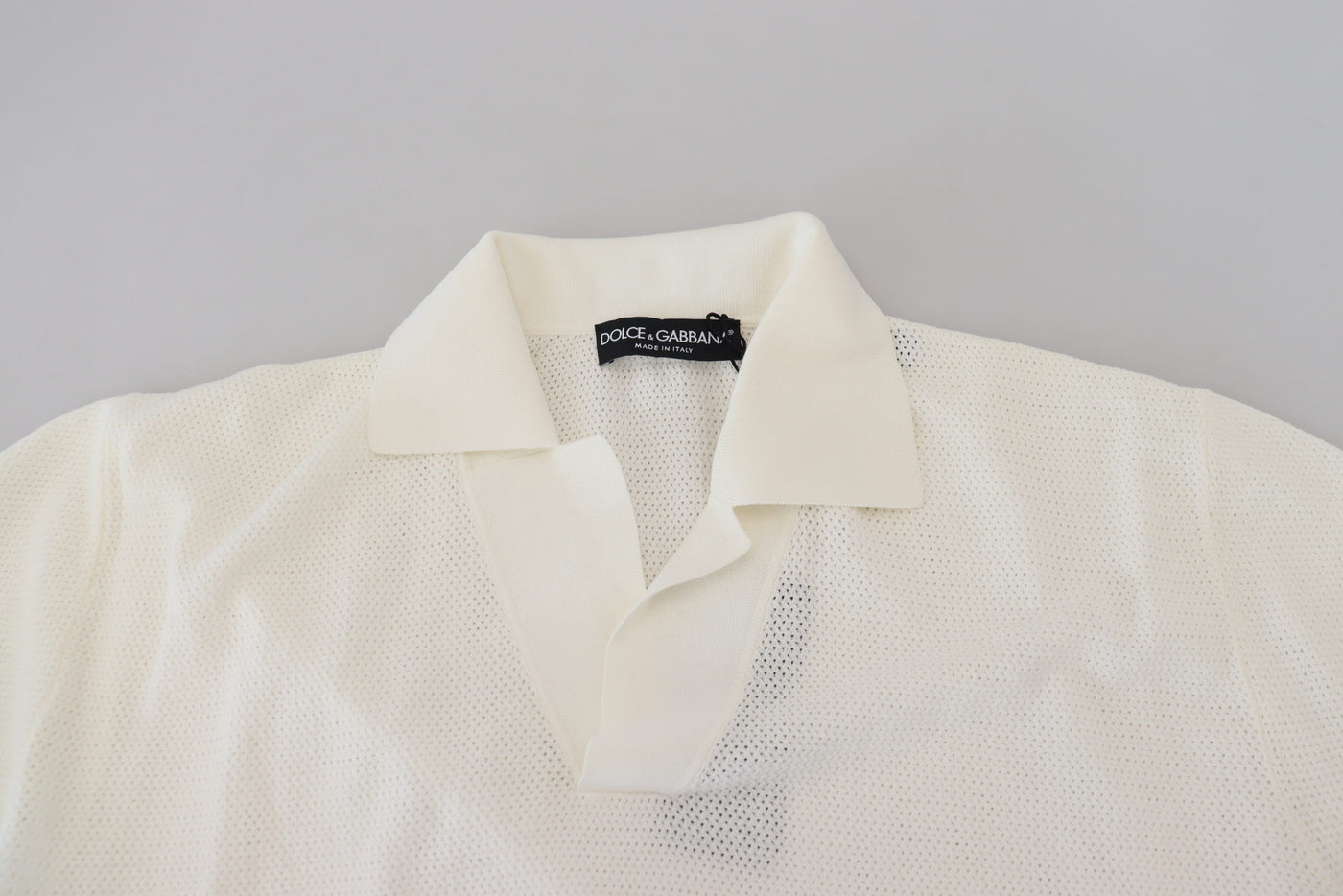 Dolce & Gabbana White Cotton Collared Short Sleeved T-shirt