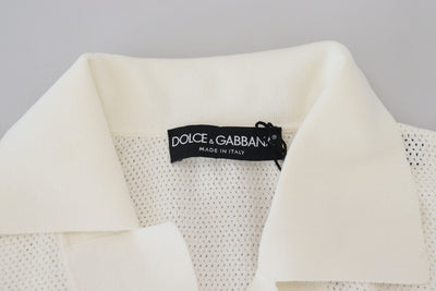 Dolce & Gabbana White Cotton Collared Short Sleeved T-shirt