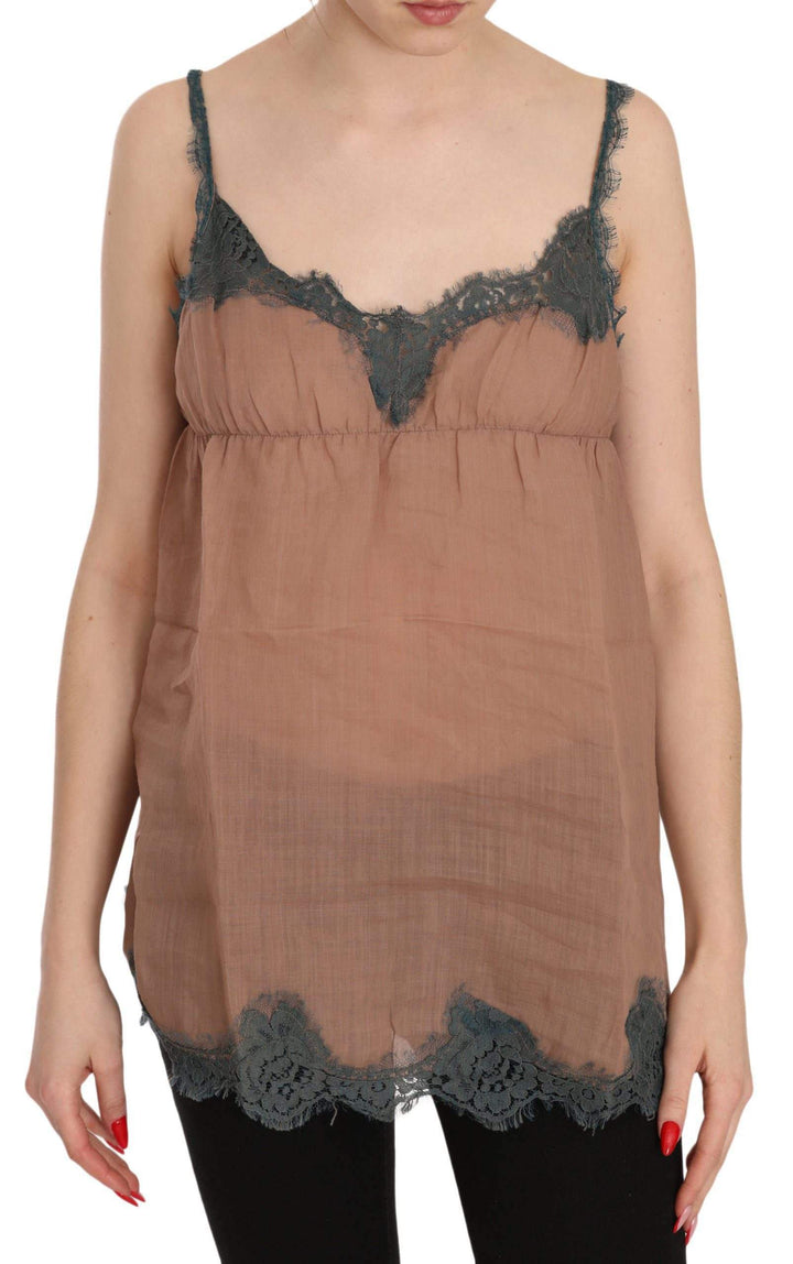 PINK MEMORIES  Lace Spaghetti Strap Tank Top Blouse #women, Brown, Catch, feed-agegroup-adult, feed-color-brown, feed-color-pink, feed-gender-female, feed-size-IT42|M, Gender_Women, IT42|M, Kogan, PINK MEMORIES, Tops & T-Shirts - Women - Clothing, Women - New Arrivals at SEYMAYKA