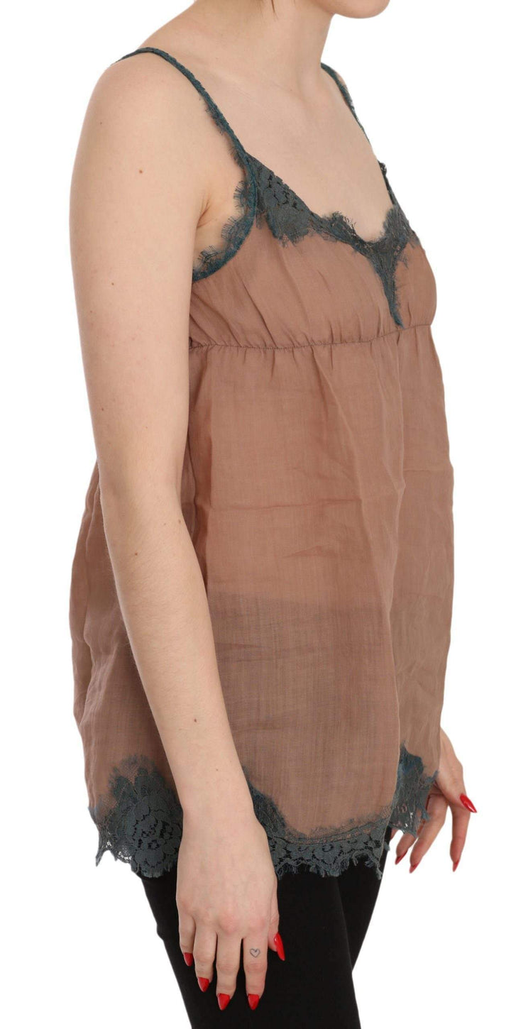 PINK MEMORIES  Lace Spaghetti Strap Tank Top Blouse #women, Brown, Catch, feed-agegroup-adult, feed-color-brown, feed-color-pink, feed-gender-female, feed-size-IT42|M, Gender_Women, IT42|M, Kogan, PINK MEMORIES, Tops & T-Shirts - Women - Clothing, Women - New Arrivals at SEYMAYKA