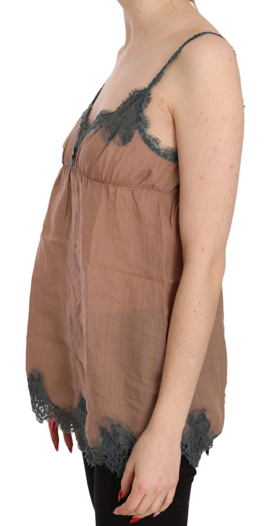 PINK MEMORIES  Lace Spaghetti Strap Tank Top Blouse #women, Brown, Catch, feed-agegroup-adult, feed-color-brown, feed-color-pink, feed-gender-female, feed-size-IT42|M, Gender_Women, IT42|M, Kogan, PINK MEMORIES, Tops & T-Shirts - Women - Clothing, Women - New Arrivals at SEYMAYKA