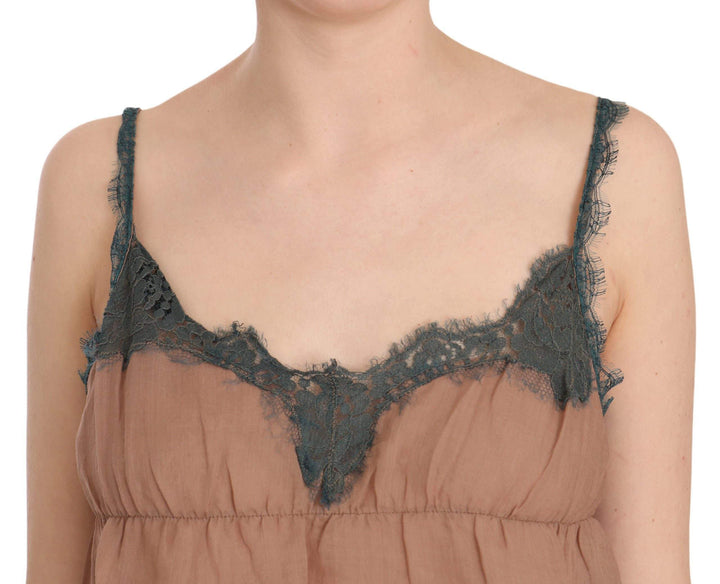 PINK MEMORIES  Lace Spaghetti Strap Tank Top Blouse #women, Brown, Catch, feed-agegroup-adult, feed-color-brown, feed-color-pink, feed-gender-female, feed-size-IT42|M, Gender_Women, IT42|M, Kogan, PINK MEMORIES, Tops & T-Shirts - Women - Clothing, Women - New Arrivals at SEYMAYKA
