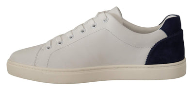 Dolce & Gabbana White Blue Leather Low Top Sneakers #men, Dolce & Gabbana, EU39/US6, EU40/US7, feed-1, Sneakers - Men - Shoes, White at SEYMAYKA