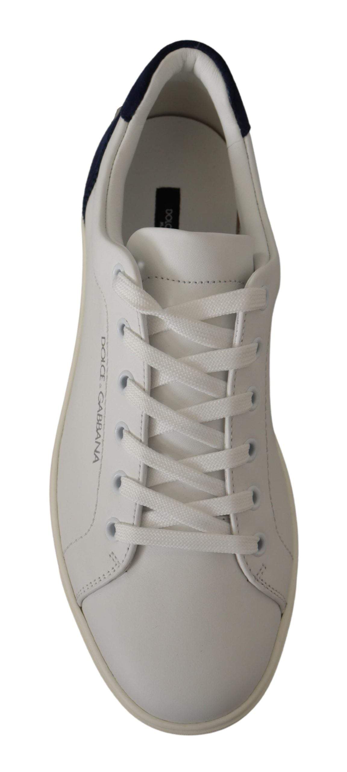Dolce & Gabbana White Blue Leather Low Top Sneakers #men, Dolce & Gabbana, EU39/US6, EU40/US7, feed-1, Sneakers - Men - Shoes, White at SEYMAYKA