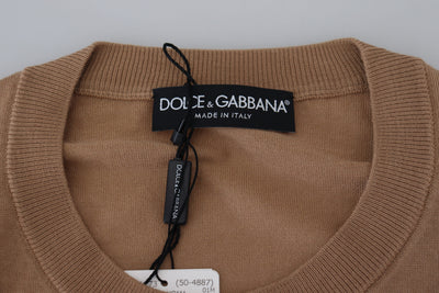 Dolce & Gabbana Beige Cashmere Crown Logo Pullover Sweater